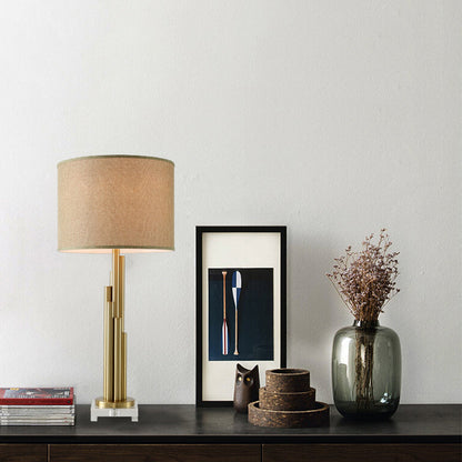 1 Bulb Dining Room Task Lamp Modernism Flaxen Reading Book Light with Drum Fabric Shade