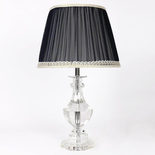 1 Bulb Bedroom Crystal Nightstand Lamp Simplicity Night Table Lighting with Conical Fabric Shade