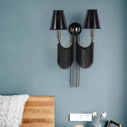 Gold Silver Aluminium Chain Wall Lights Bedroom Wall Lamps E14 Bedside Indoor Lights For Villa Hotel Restaurant Apartment