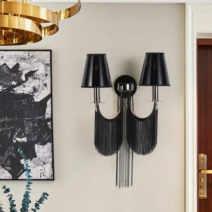 Gold Silver Aluminium Chain Wall Lights Bedroom Wall Lamps E14 Bedside Indoor Lights For Villa Hotel Restaurant Apartment