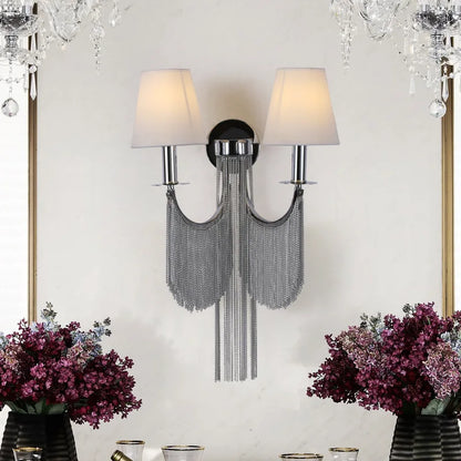 Gold Silver Aluminium Chain Wall Lights Bedroom Wall Lamps E14 Bedside Indoor Lights For Villa Hotel Restaurant Apartment