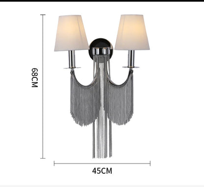 Gold Silver Aluminium Chain Wall Lights Bedroom Wall Lamps E14 Bedside Indoor Lights For Villa Hotel Restaurant Apartment