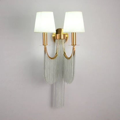 Gold Silver Aluminium Chain Wall Lights Bedroom Wall Lamps E14 Bedside Indoor Lights For Villa Hotel Restaurant Apartment